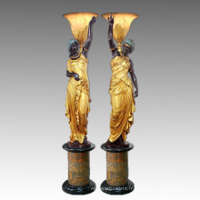 Grand Statue Lady Décoratif Bronze clair Sculpture Tpls-039/040